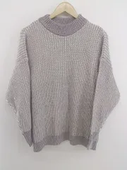 ◇ natural couture バイカラー ストライプ 長袖 ニット セーター サイズF パープル系 ホワイト系 レディース P  【1301190020410】