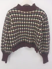 ◇ ems excite エムズエキサイト ショート丈 ニット セーター サイズF ボルドー系 レディース P  【1301200006793】