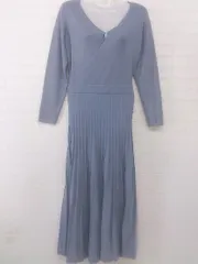 ◇ ur's ユアーズ 長袖 ロング ニット ワンピース サイズS ブルー レディース P  【1301230002727】