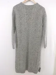 ◇ LOWRYS FARM サイドスリット 長袖 膝丈 ニットワンピース サイズM グレー系 ダークグレー系 マルチ レディース P  【1301230005063】