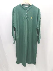 ◇ U.S.POLO ASSN. スウェット生地　ロゴ刺繡入り 長袖 ロング ワンピース サイズF グリーン レディース E  【1301230011224】