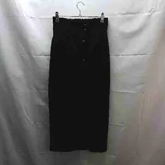 ◇ vis-à-vis フロントボタン　ウエストゴム ロング タイト ナロー スカート サイズF ブラック レディース E  【1301230012580】