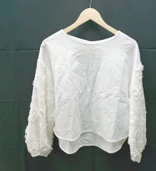 ◇ SIMPLICITE 花柄刺繍　異素材 長袖 カットソー サイズF ホワイト レディース E  【1301230012481】