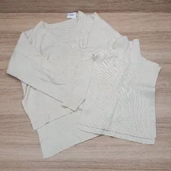 ◇ AS KNOW AS PINKY Vネック　ハイネック　スリット ニット セーター ニットベスト サイズF ホワイト レディース E  【1301230014843】