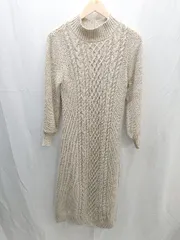 ◇ ViS ビス ケーブルニット　プリーツ 長袖 ロング ワンピース サイズF アイボリー レディース E  【1301230015635】