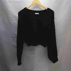 ◇ apres jour mignon アプレジュールミニョン Vネック　ニット　ケーブル編み 長袖 サイズF ブラック レディース E  【1301230017509】