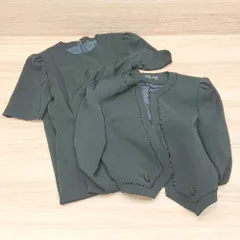 ◇ 美品 オンワード 冠婚葬祭 フォーマル 式 五分袖 膝丈 フォーマル2ピース ワンピース サイズ7 ブラック レディース E  【1301230022558】