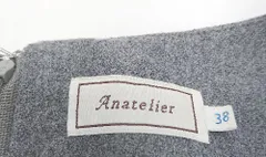 ◇ anatelier アナトリエ 切り返しデザイン リボン ウール 長袖 ミニ ワンピース サイズ38 グレー ネイビー レディース E 1 【1301230025849】