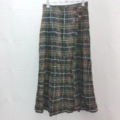 ◇ NATURAL BEAUTY BASIC ラップスカート チェック グリーン ロング フレア スカート サイズXS マルチカラー レディース E 1 【1301230025221】
