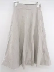 ◇ GLOBAL WORK コーデュロイ ウエストゴム 膝下丈 フレア スカート サイズS ライトグレー系 レディース P  【1301250005395】