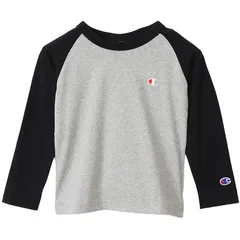 champion(チャンピオン) RAGLAN LONG T カジュアル長袖Tシャツ (cky403-071)、(071)Oグレー/ブラック