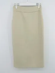 ◇ ADAM ET ROPE バックスリット ボンディング 膝下丈 タイト スカート サイズF ライトベージュ系 レディース P  【1301250007788】