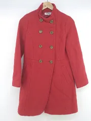 ◇ NATURAL BEAUTY BASIC ウール混 スタンドカラー 長袖 コート サイズS レッド レディース P  【1301250007078】