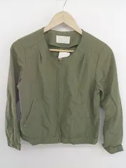 ◇ any SiS エニィスィス ノーカラー 長袖 ジップアップ ジャケット サイズ2 カーキ系 レディース P  【1301260014844】