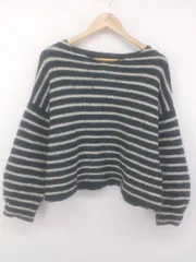 ◇ niko and … ニコアンド ボーダー 長袖 ニット セーター サイズ3 グレー ブラック レディース P  【1301260014776】