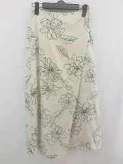 ◇ BEAUTY & YOUTH UNITED ARROWS 花柄 ラップ巻き風 ロング ナロー スカート サイズS アイボリー系 ブラック レディース P  【1301260016725】