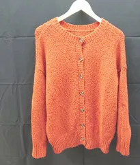 ◇ CLASSICAL ELF クルーネック　プルオーバー　もちもち　2WAY　ニット　カーディガン Mサイズ オレンジ 女 E  【1301260040652】