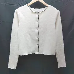 ◇ Neuna　ﾇﾅ 長袖 ライン ニット　ワッフル メロー クロップド丈 レトロ カーディガン フリーサイズ オフホワイト 女 E  【1301260039090】