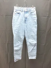 ◇ 美品 ZARA ハイウエスト ノンストレッチ ウォッシュ加工 デニムパンツ サイズ36 ブルー レディース E  【1301260028919】