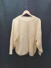 ◇ manana クルーネック パステルカラー シンプル 長袖 ニット セーター サイズF イエロー レディース E  【1301260028360】