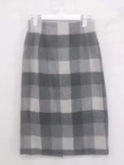 ◇ ROPE PICNIC ロペピクニック 起毛 ブロックチェック 膝下丈 スカート サイズ38 ダークグレー系 レディース P  【1301270000462】