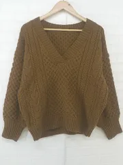 ◇ SENSE OF PLACE by URBAN RESEARCH Vネック ケーブル ニット セーター サイズFree ブラウン レディース P  【1301270000295】