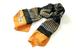 ピエールカルダン スカーフ ストール ロゴ ブランド 小物 レディース ブラック×オレンジ Pierre Cardin 【中古】