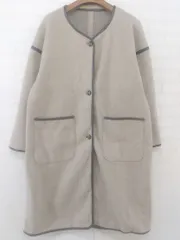 ◇ INGNI イング 長袖 ノーカラー パイピング コート サイズM グレージュ系 レディース P  【1301270007157】