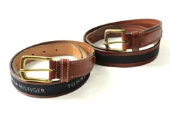 トミーヒルフィガー ベルト 2点セット レザー ブランド まとめて メンズ ブラウン TOMMY HILFIGER 【中古】