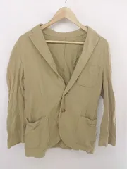 ◇ nano universe ナノ ユニバース 鹿の子 2B ストレッチ 長袖 テーラードジャケット サイズM ベージュ系 メンズ P  【1301270012472】