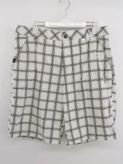 ◇ PUMA プーマ チェック ハーフ ショート パンツ サイズW34 オフホワイト ブラック系 メンズ P  【1301300002725】
