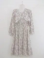 ◇ Par Avion パラビオン 総柄 長袖 ロング ワンピース サイズONE アイボリー ピンク系 レディース P  【1301310000728】