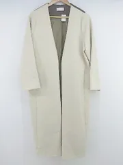 ◇ cy_an ロング ノーカラー 長袖 ガウン コート ライトベージュ系 グレージュ系 ブルー系 レディース P  【1301310000254】