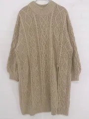 ◇ INGNI イング スリット ケーブルニット 長袖 ミニ ワンピース チュニック サイズM ライトブラウン系 レディース P  【1301300006945】