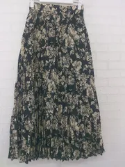 ◇ titivate ティティベイト 総柄 ロング プリーツ スカート サイズM ブラック ベージュ系 レディース P  【1301310004207】