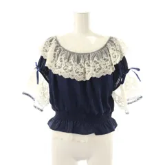 アクシーズファム axes femme MK21X67 シアストライプ×レースPO シャツ ブラウス F ネイビー ホワイト /ES