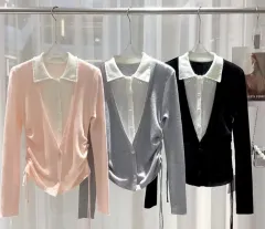 ブラン ド ムーン レイヤード ニット カーディガン ピンク