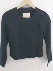 ◇ NATURAL BEAUTY ナチュラルビューティー 長袖 ノーカラー ジャケット サイズ36 ネイビー レディース E  【1302020000435】
