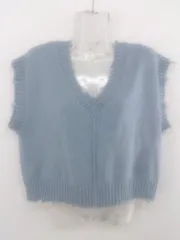 ◇ RETROGIRL レトロガール ダメージ加工 Vネック ニット ベスト サイズF サックスブルー系 レディース E  【1302010029941】