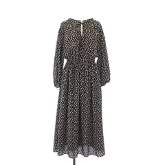 ロッソ ROSSO アーバンリサーチ フレアワンピース マキシ ロング 長袖 バイカラー 花柄  F 黒 ブラック 白 ホワイト /BB