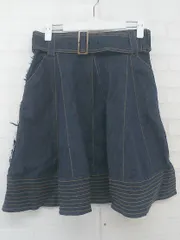◇ ◎ LANVIN en Bleu ランバンオンブルー 膝丈 フレア デニムスカート サイズ36 ネイビー系 レディース P  【1302020013183】