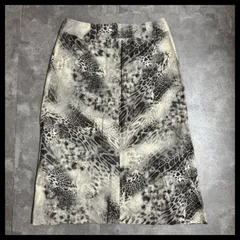 SOLEIL レオパード柄 ミドル丈スカート アニマル柄 グレー×ブラック 44