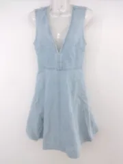 ◇ FRAY I.D フレイ アイディー デニム ミニ ジャンバースカート ワンピース サイズ0 ライトブルー系 レディース P  【1302030007462】