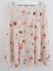 ◇ PROPORTION BODY DRESSING レース 膝丈 花柄 フレア スカート サイズ3 ピンク系 レディース E  【1302040002853】
