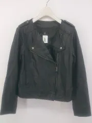 ◇ w closet ダブルクローゼット フェイクレザー 長袖 ライダースジャケット サイズ F ブラック レディース E  【1302040001191】