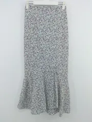 ◇ NICE CLAUP バックレースアップ ロング 小花柄 マーメイド スカート サイズM ベージュ パープル レディース E  【1302040004789】