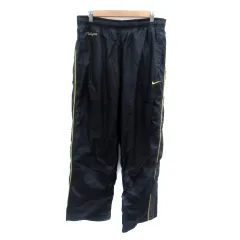ナイキ NIKE スポーツウエア ウィンドブレーカー パンツ イージー ロング丈 ライン ナイロン XL 黒 ブラック 黄色 イエロー /HO11