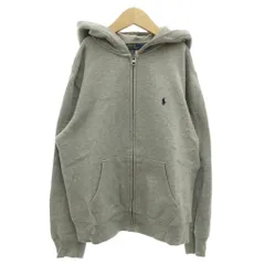 ポロ ラルフローレン POLO RALPH LAUREN ジップアップパーカー ポニー刺繍 裏起毛 男の子 M 10-12 グレー /GV ■GY14