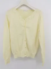 ◇ LODISPOTTO ロディスポット 刺繍 装飾 ビジュー 長袖 ニット カーディガン サイズM イエロー系 レディース メンズ P  【1302060000679】