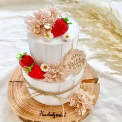 ピンクりぼんのクレイケーキセット リボンとバラのクレイケーキ🎀 ピンクでオーダーいただきました